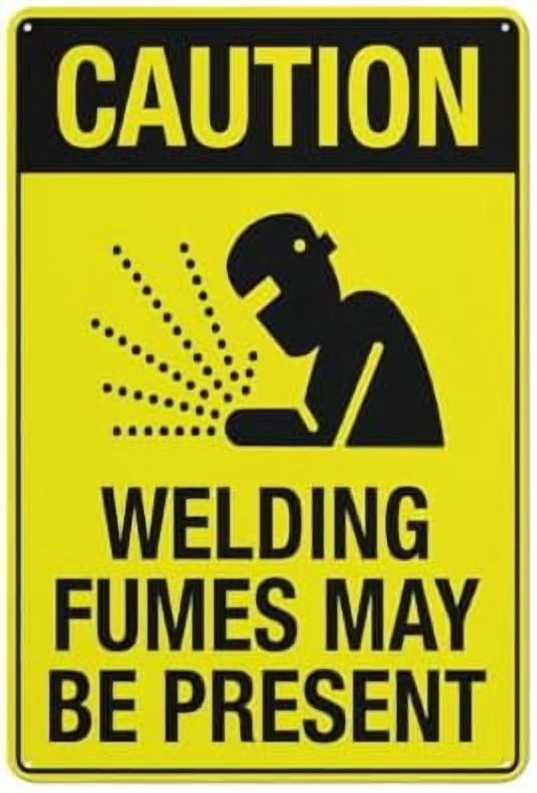(2-Pack) Metal Tin Sign Caution Welding Fumes May Be Present Sign Outdoor Signs 12X8 Inch Uv Ink Printed For House And Business