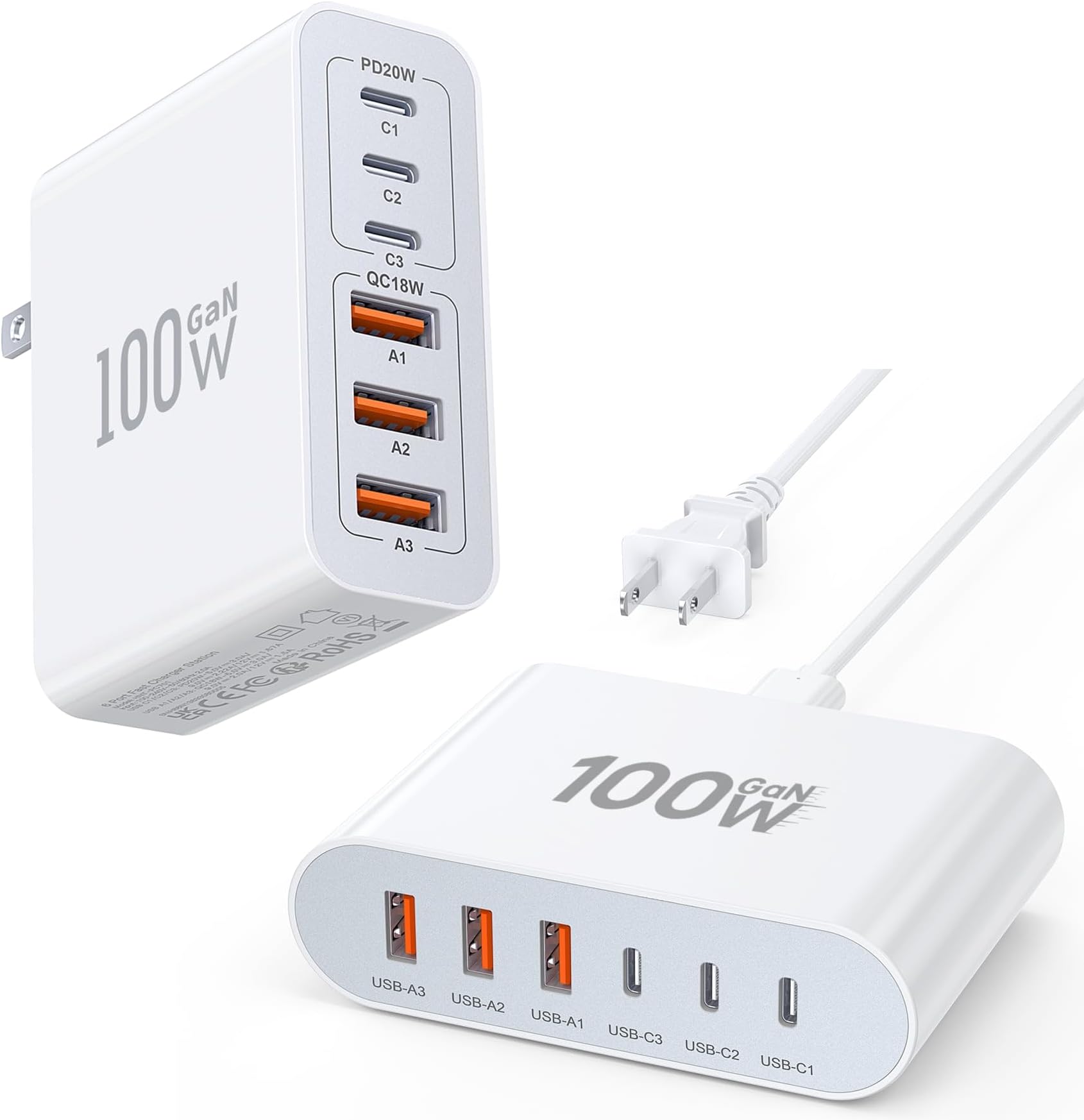 PNY Caricatore Da Muro 4 Porte USB-C + 3 USB-A – 60W Power Delivery Per Laptop E Dispositivi, Bianco - 3