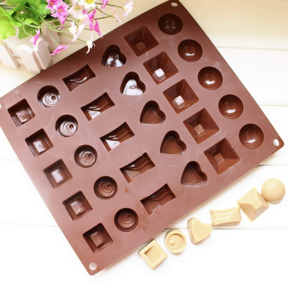 Amos Silicone 30 Cavity 6 Designs Chocolate Candy and Ice Mould Pack of 1 (Random Color) 2