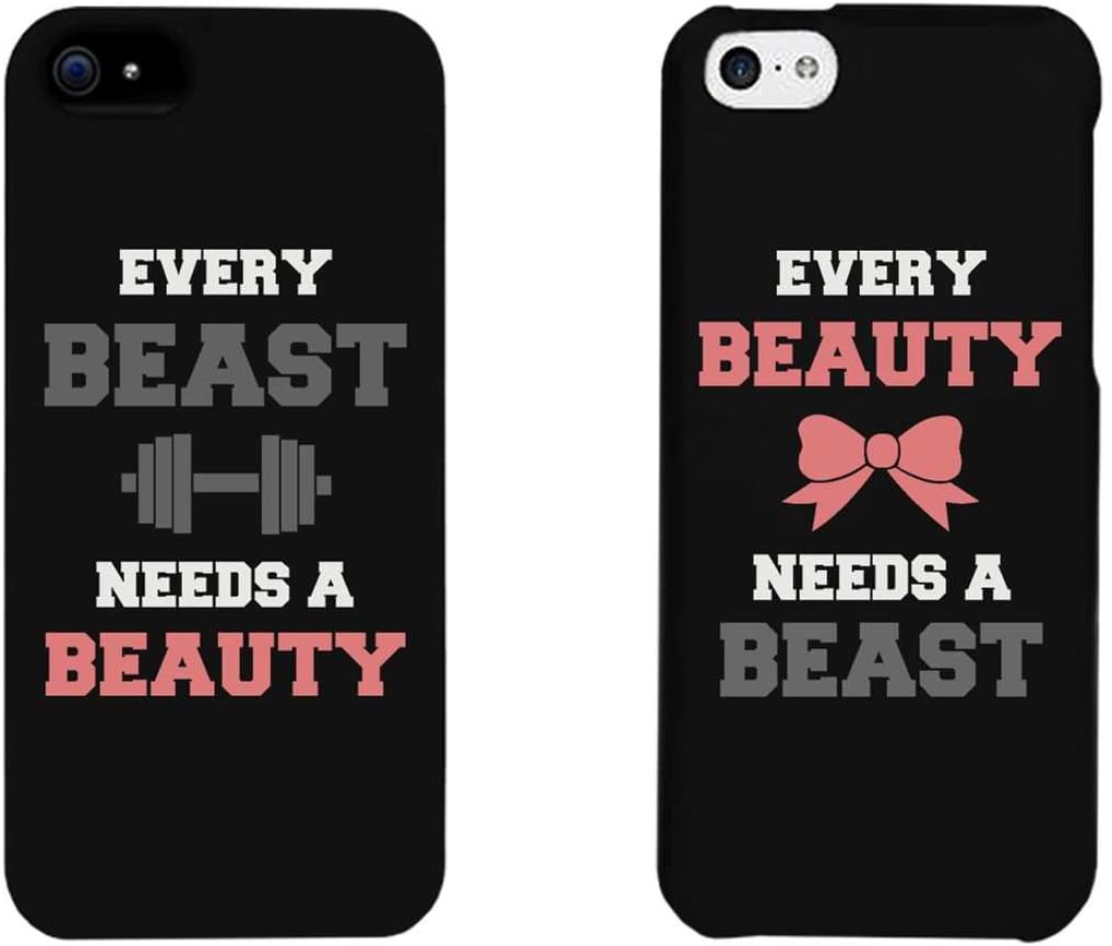 Every Beauty and Beast Black Matching Couple Phone Cases