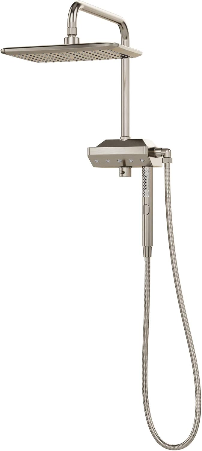 PULSE ShowerSpas 1054-BN-1.8GPM AquaPower Shower System with 11" Rain Showerhead, Air-Infused "AquaPower" Sprays and Magnet Attached 3-Function Hand Shower, 1.8 GPM, Brushed Nickel