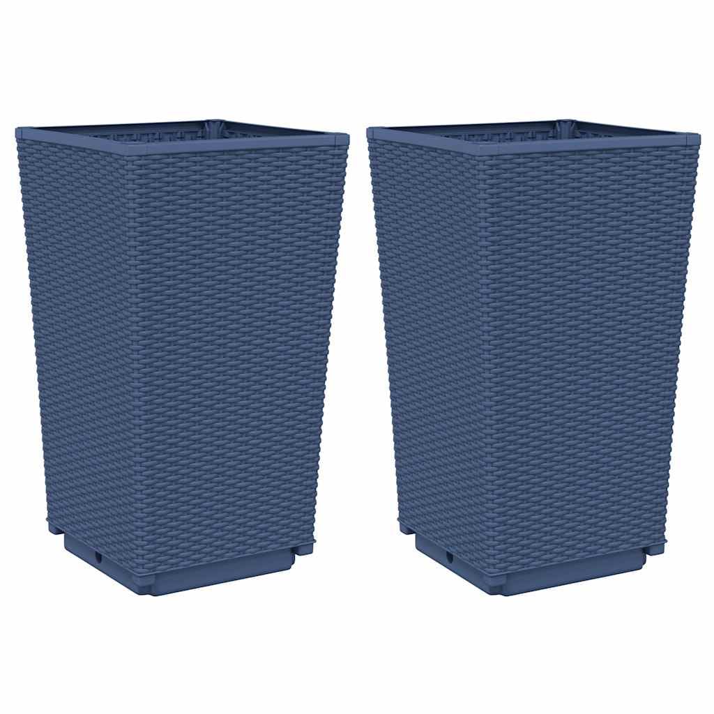 Juego de 2 maceteros gris azulado 32,5 x 32,5 x 57 cm, aspecto de