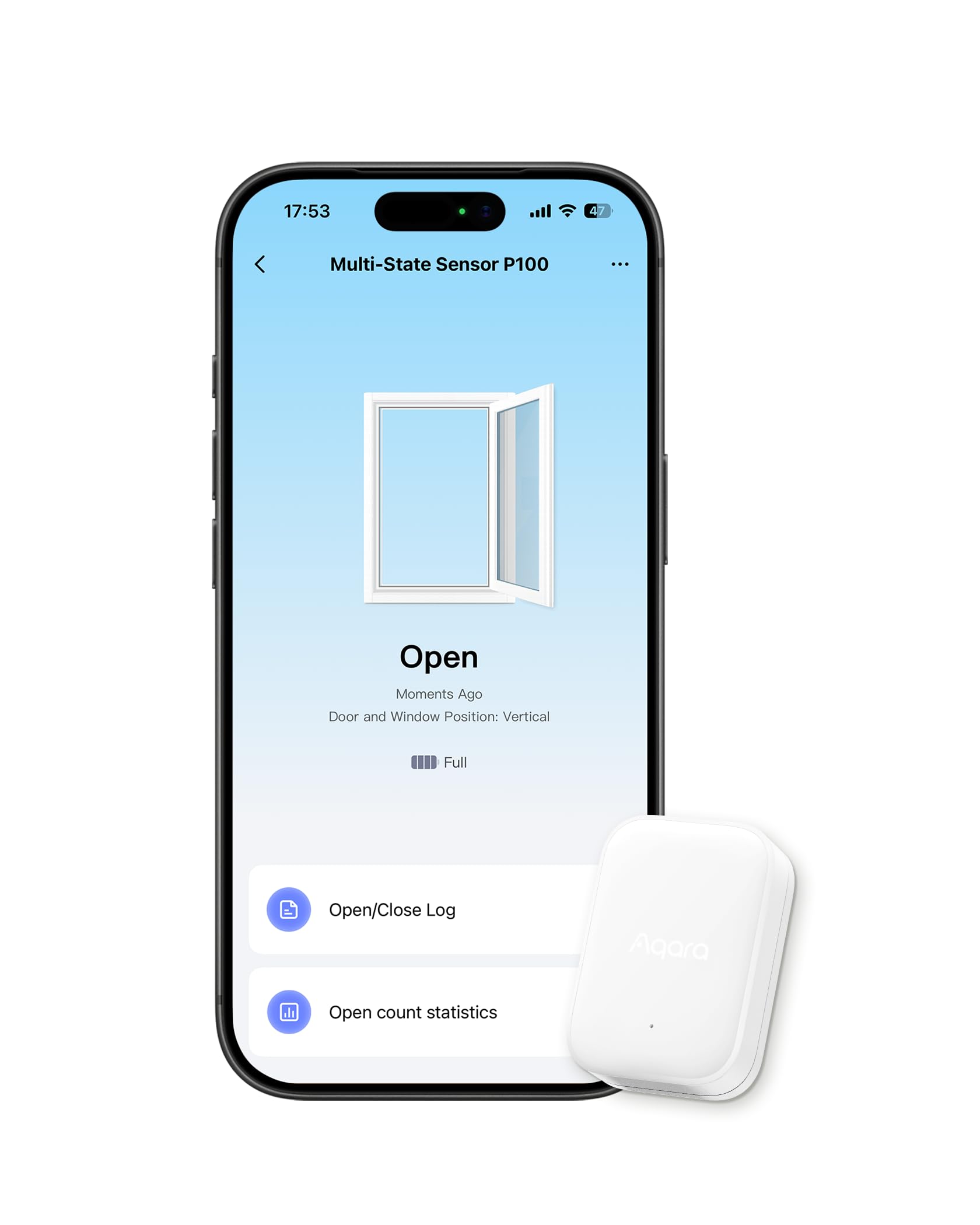 Aqara Multi-State Sensor P100, Thread/Zigbee Door and Window & Vibration Sensor, Open/Close or Object Monitoring, 10-Level Sensitivity, Supports Apple Home, Home Assistant, Alexa, Google Home