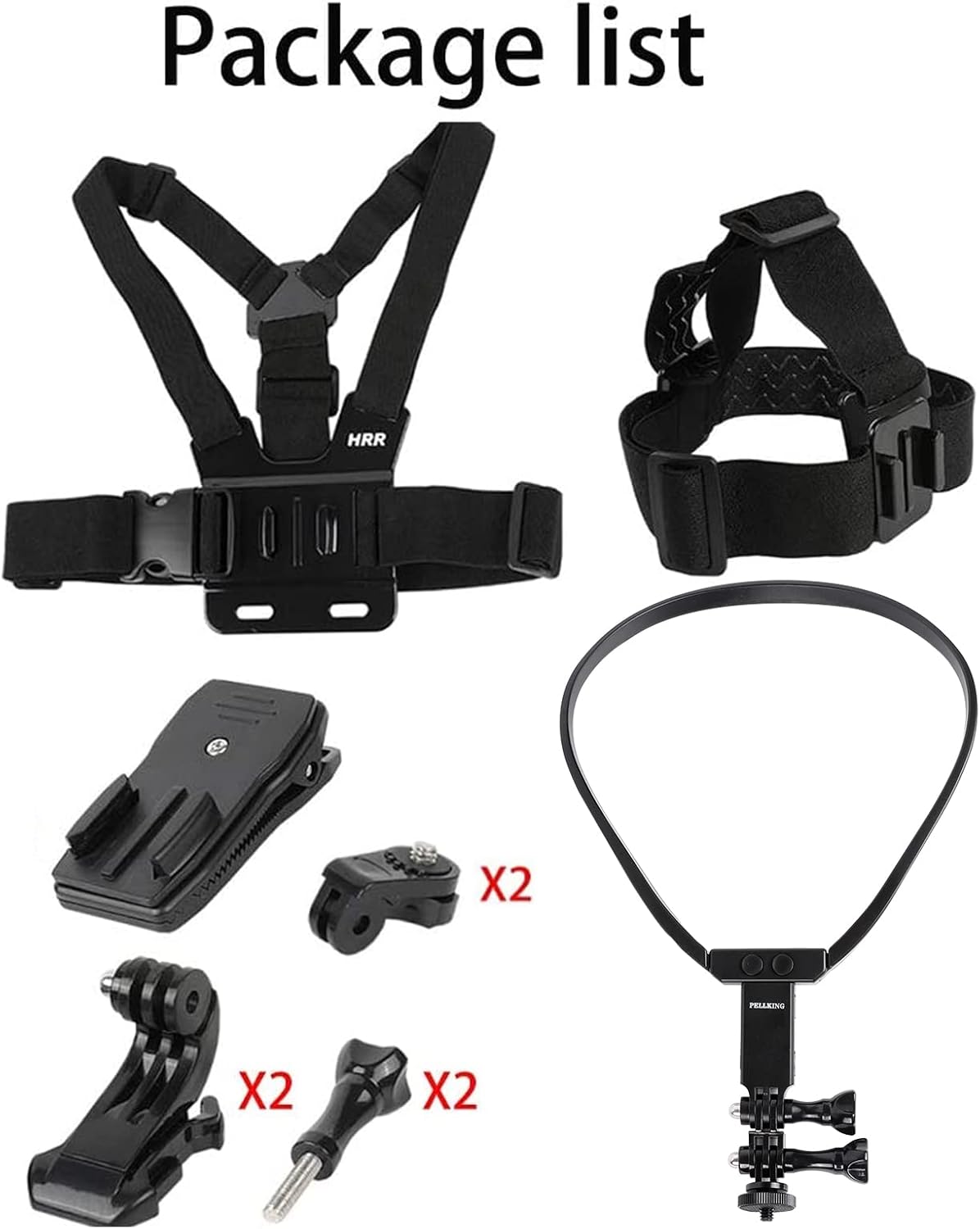 PellKing Accessories Kit for Insta360 One X5/X4/X3/X2/X,Third Version Video Vlog Necklace Neck Holder,New Quick Release Head Strap Mount + Chest Mount Harness + Backpack Clip Holder