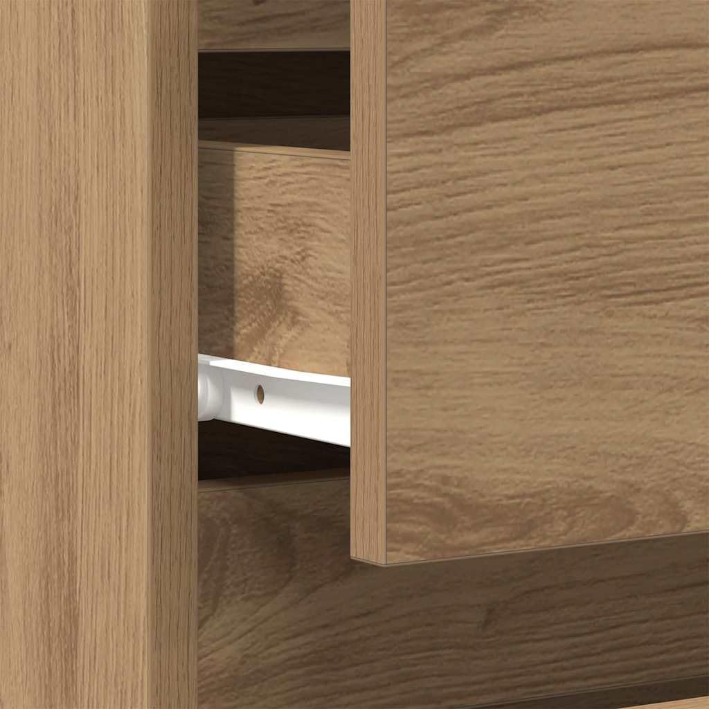 Armadio da notte rovere artigianale in legno ingegnerizzato 40 x 35 x 70 cm con cassetto e ripiano, mobiletto salvaspazio per camera, soggiorno e ufficio, consolle portaoggetti moderno