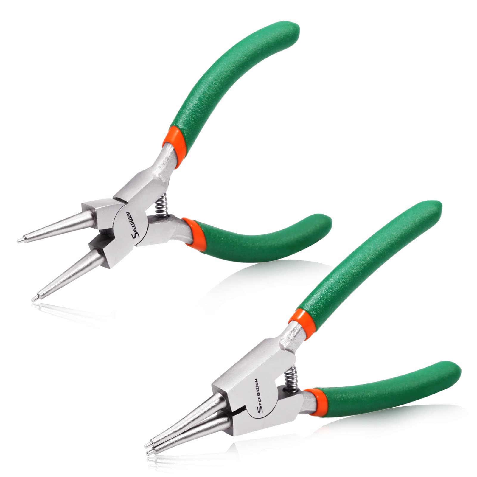 SPEEDWOX 2 Pcs Snap Ring Pliers Set, 5-Inch Internal External Circlip Pliers Kit, Tip Diameter 0.06 Inch, Straight Jaws for Ring Remover Retaining