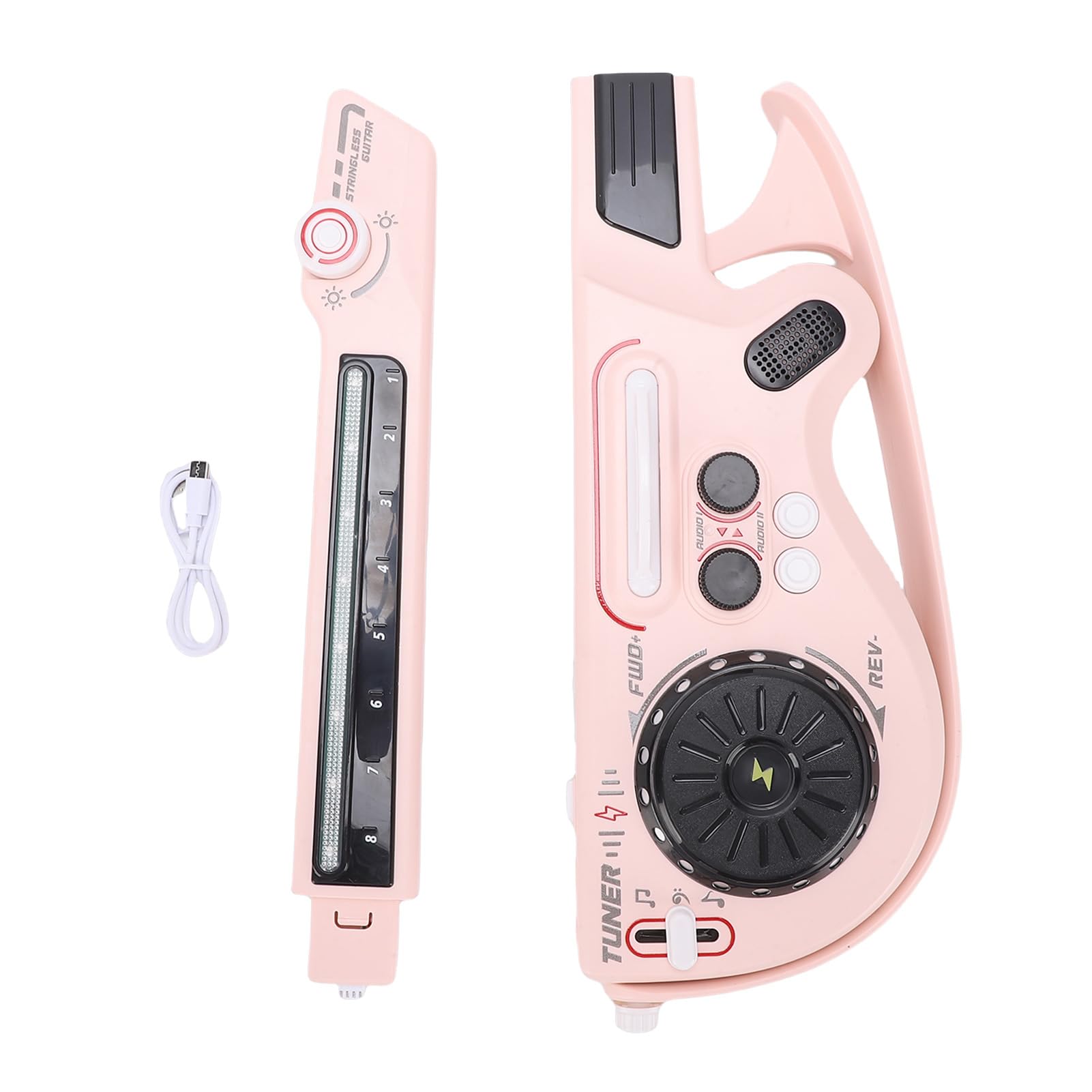 Chitarra Elettrica per Bambini, Chitarra Intelligente Senza Corde per Bambini, Chitarre Portatili per Strumento Musicale Giocattolo con Luci LED per Giradischi DJ, Dai 3 Anni in su (PINK)