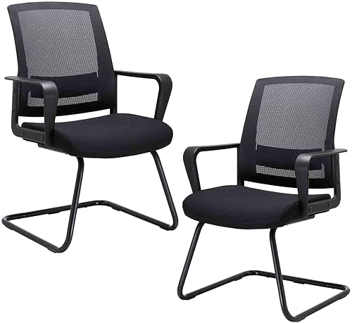 CLATINA Sillas de espera e invitados para sala de conferencias con soporte lumbar y malla de espalda media Space Air Grid Series color negro, Negro