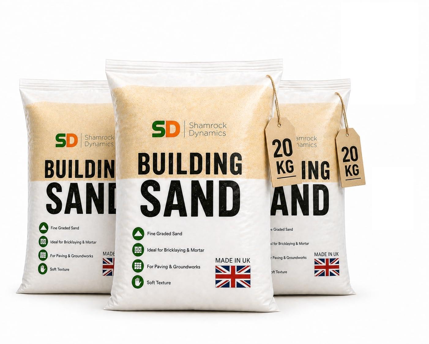Yellow Building Sand 20kg – Fine Graded Soft Construction Sand for Bricklaying, Paving, Mortar, Pointing & General Landscaping (5x Bag 20Kg (100Kg))