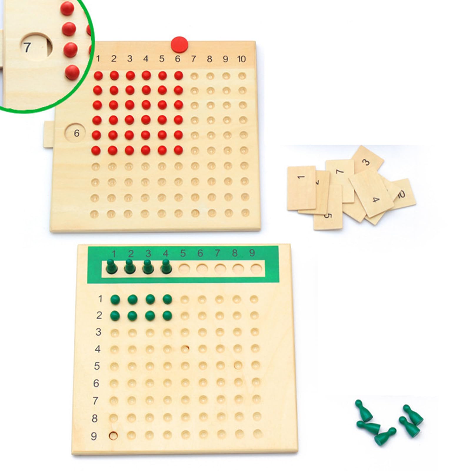 Tablero para multiplicaciones de madera – Atrae el interés de los niños, tablero para multiplicaciones y divisiones de material matemático de madera real, juguetes para el aprendizaje