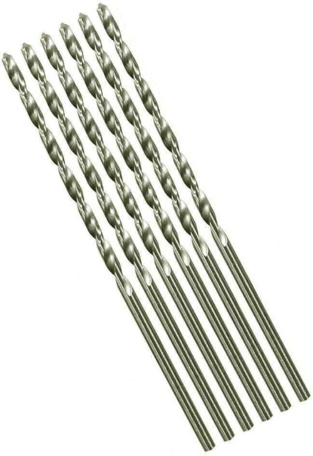Pack of 6 Long 3.0mm HSS Drill Bits for Wood, Plastic and Metal