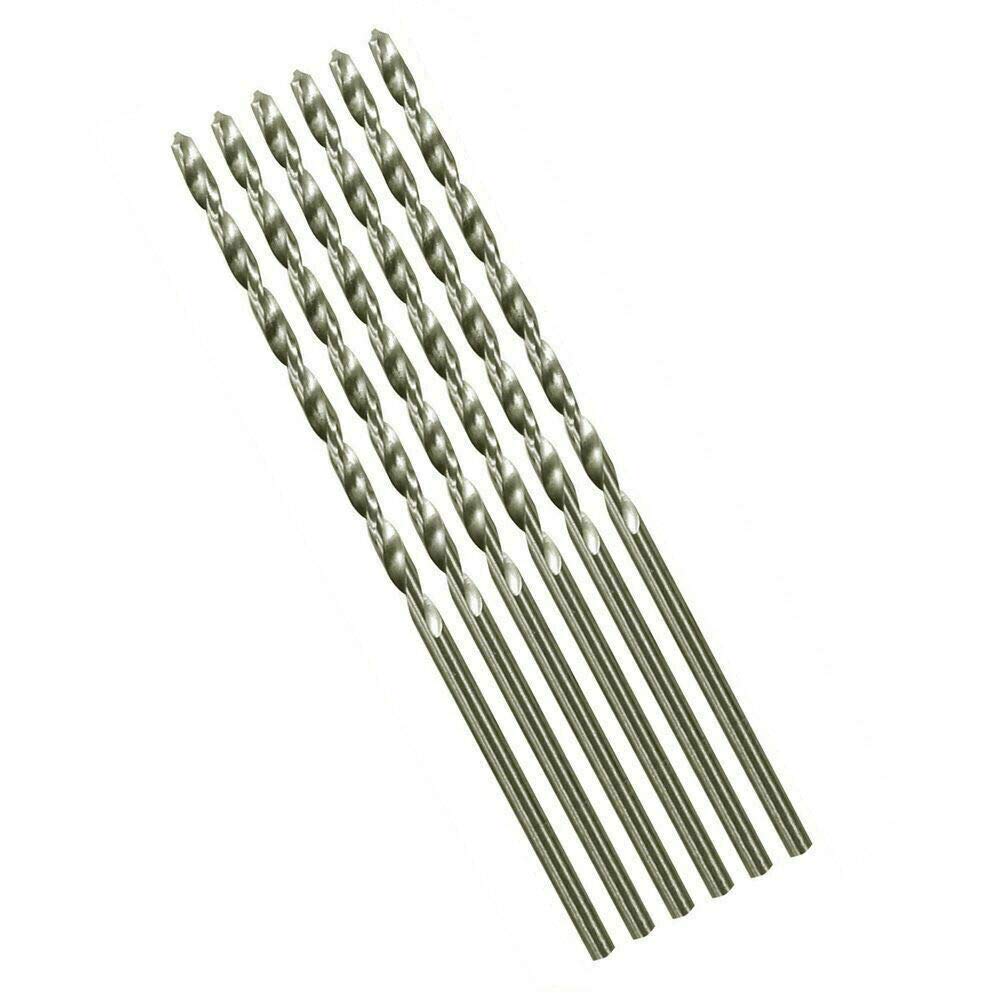 Pack of 6 Long 3.0mm HSS Drill Bits for Wood, Plastic and Metal