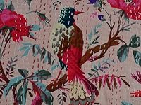 Vista 1 de YUVANCRAFTS Colcha Kantha de algodón con estampado de bloques indios Kantha, colcha vintage de Kantha, colcha de tamaño Queen