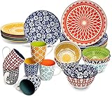 Annovero Mugs, Cereal Bowls, Salad & Dinner Plates | Microwave Oven Safe | Colorful Porcelain Dinnerware