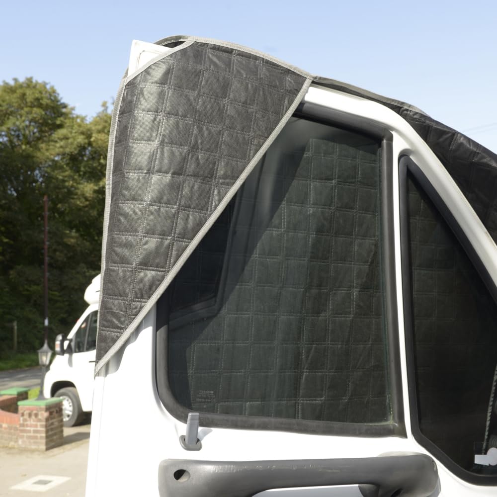 UK Custom Covers Passend für Fiat Ducato (1994–2006) Thermo-Windschutzscheibenabdeckung mit verlängerter Lüftungsklappe (grau) – TSW900GREY