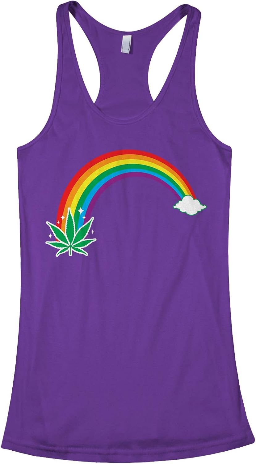 Marijuana Leaf Pot at End of The Rainbow Women's Racerback Tank Top