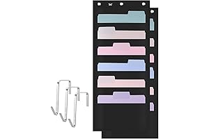 Mr. Pen Hanging Wall File Organizer, 6 Pocket, 2 Pack, Black