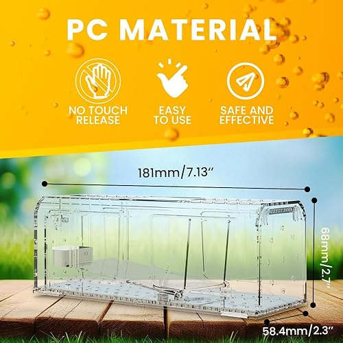 Miniatura 6 de Trampas para ratones humanas, atrapan y liberan ratones vivos sin matar, trampa para ratones reutilizable para interior y exterior (4 unidades)