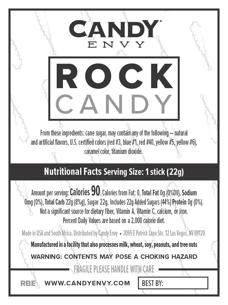 Frozen Ice Rock Candy Sticks - 10 Individually Wrapped Rock Candy on a Stick, 2 Wands