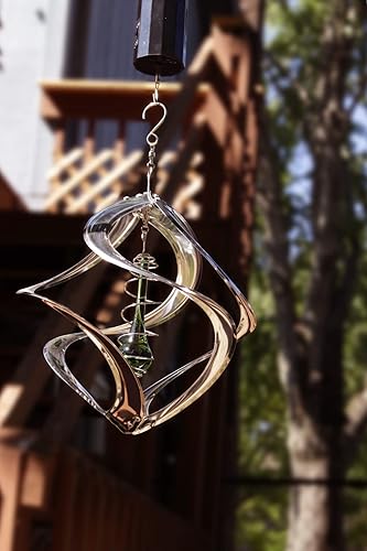 Miniatura 32 de Red Carpet Studios 31071 - Molinillo de viento pequeño Cosmix para interiores y exteriores, decoración de jardín, 11 pulgadas, cromado, cristal