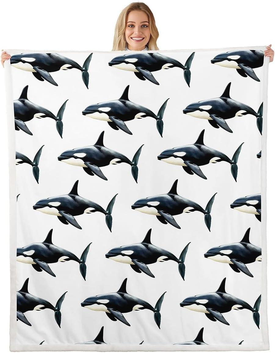 jejeloiu Blue Shark Plush Blanket for Bed Sofa Couch Marine Sherpa Blanket Boys Girls Sea Underwater World Plush Blanket for Bed Sofa Couch Aquatic Animal Printed Fuzzy Blanket Twin 60"x80"