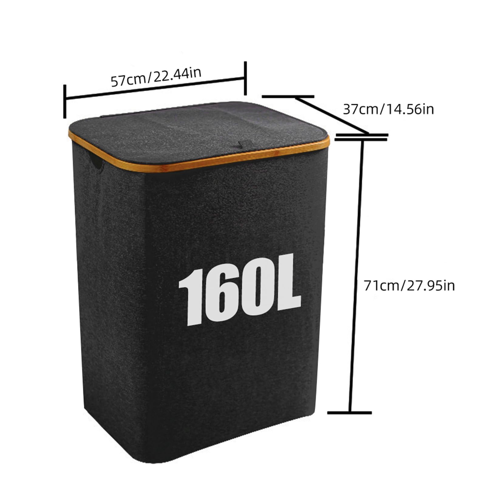 Cesto para la Colada Plegable, Cesto para la Colada de Gran Capacidad de 160 L con Tapa, Organizador de Ropa Sucia con 3 Divisores con Asas para el Hogar y los Viajes (Negra)