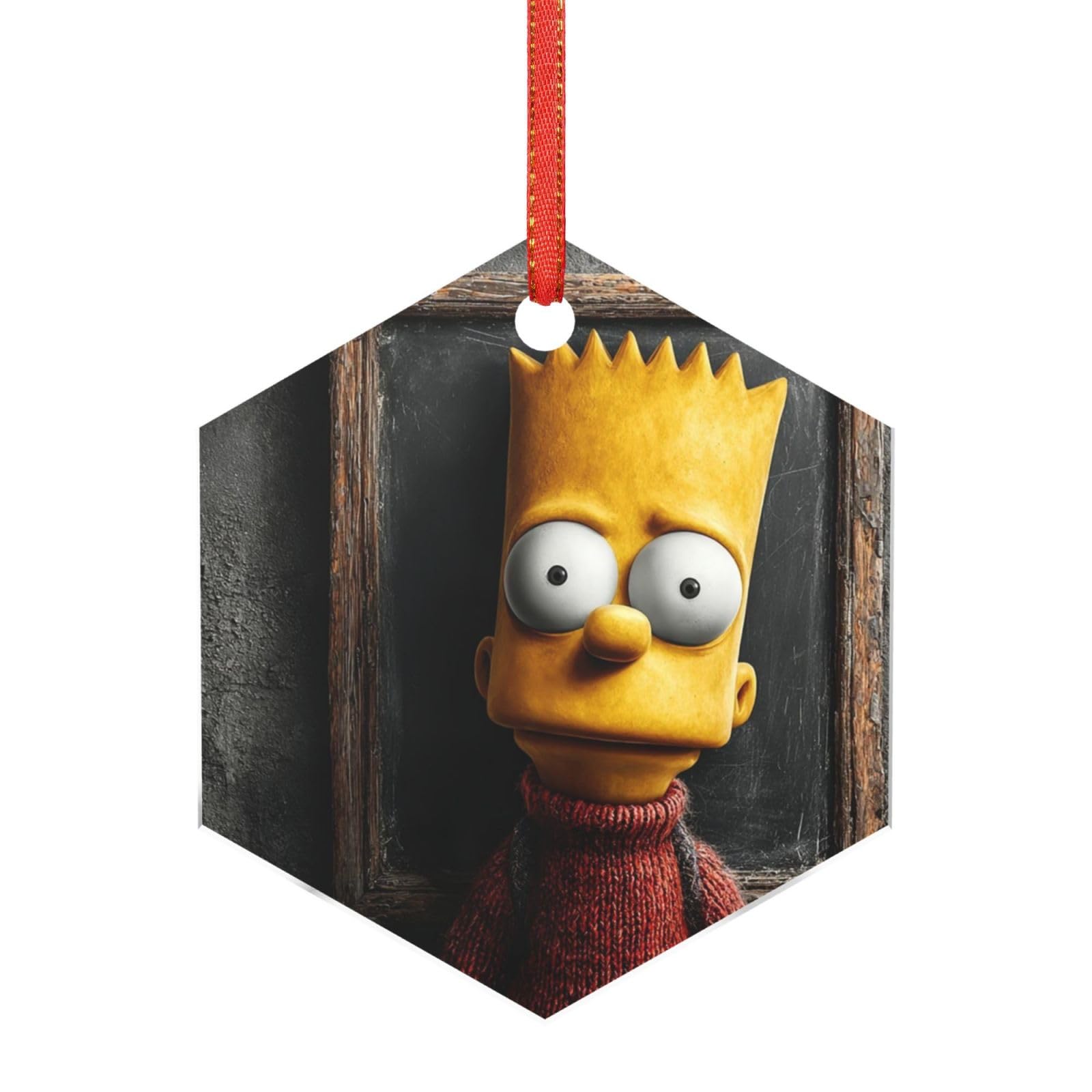 Hjkjkkj Hexagon Acrylic Ornament Christmas Tree Decoration Clear Round Pendant With Red Ribbon Simpsons Christmas Ornaments Indoor Outdoor Hanging Acrylic Pendants For Xmas Party Decor