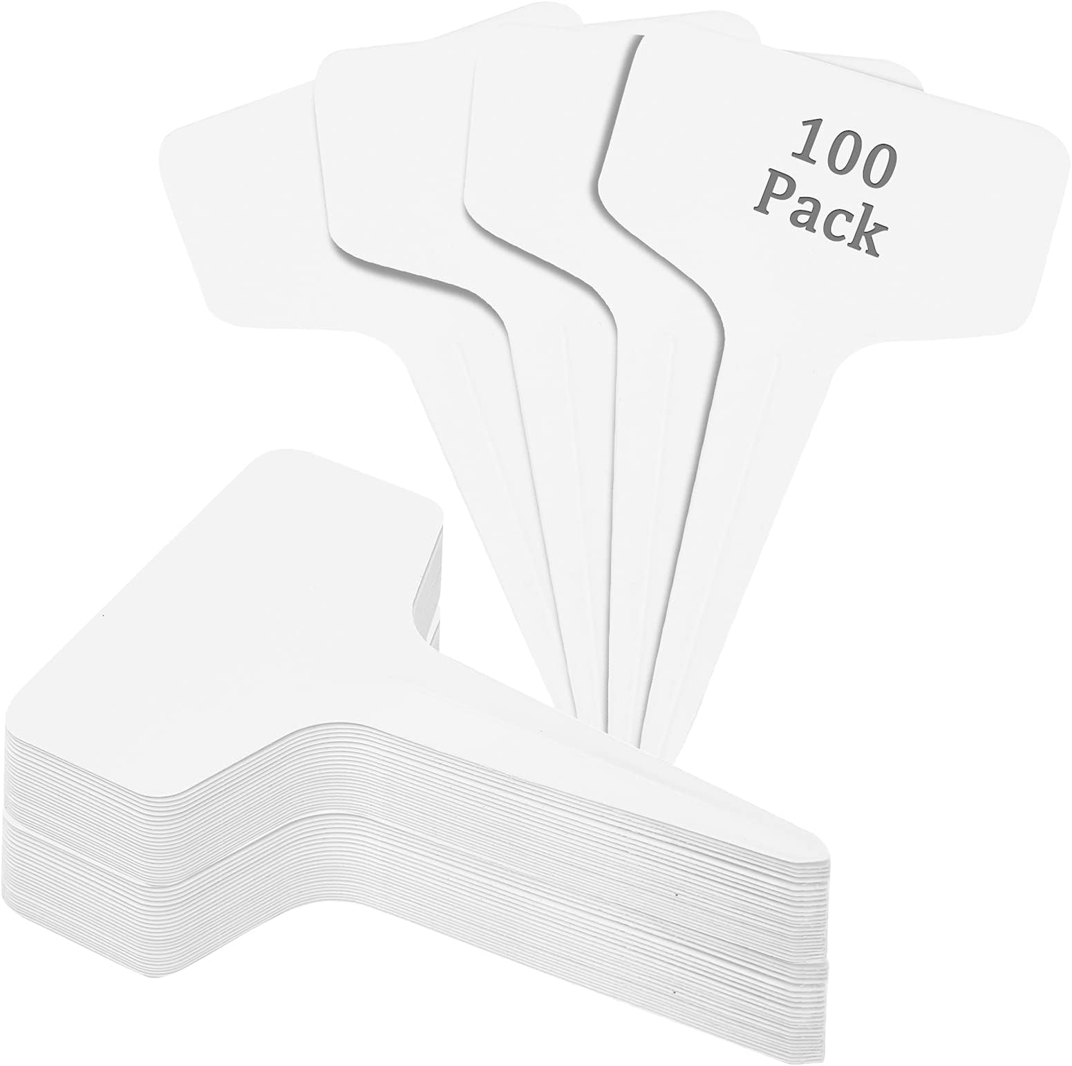 JatilEr 100 PCS Plant Labels, T-Type Garden Markers White PVC Garden Tags Waterproof Plant Sign Tags for Outdoor Indoor Seed Potted Herbs Flowers Vegetables (3.94 in x 2.36 in)
