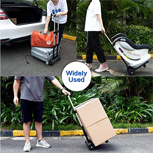 Image of Folding Stainless Steel 4-Wheel Stair Climbing Shopping Cart Trolley, Silver, 66 lbs Capacity, 13x11x26 cm
