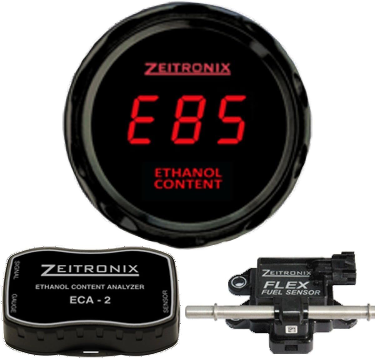 Zeitronix ECA-2 Ethanol E% Content Analyzer Kit with Red Display Gauge