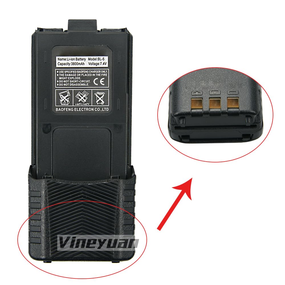 Batterie étendue 3800 mAh BL-5 pour UV-5R UV-5RA UV-5RB UV-5RC UV-5RD UV-5RE BF-F8HP Série Radios Batterie avec câble de Chargeur USB