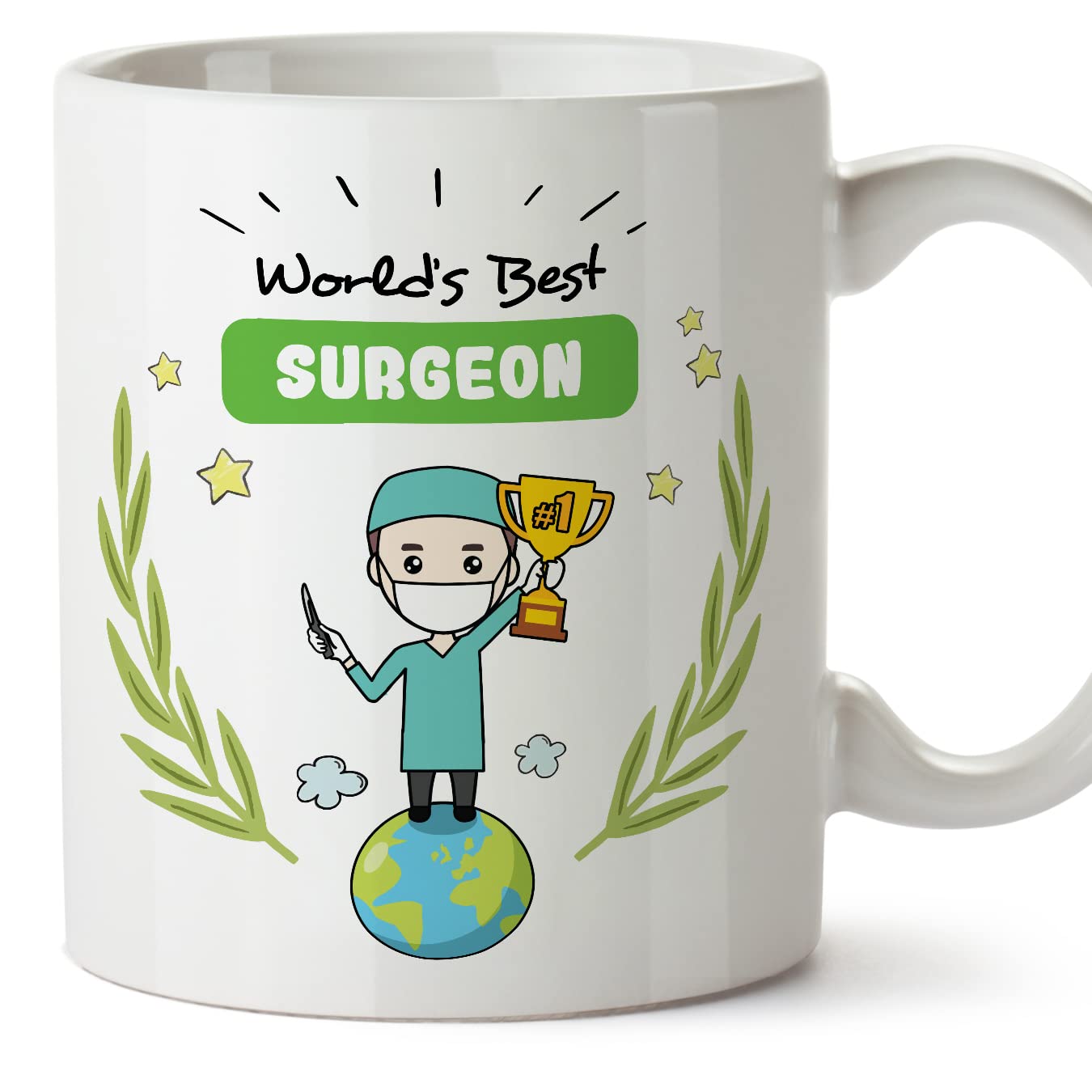 MUGFFINS Surgeon Man Mug - in English - World's Best - Funny Gift for Colleagues - Ceramic 11oz Mug