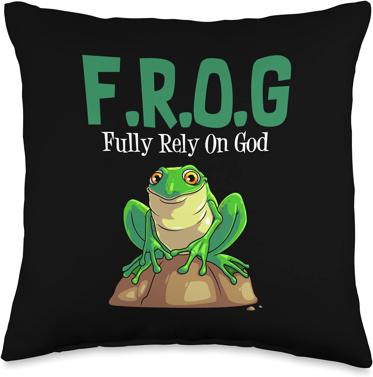 Cool F.R.O.G. Fully Rely On God | Funny Christian Faith Gift Throw Pillow