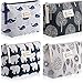 4 Pieces Canvas Cosmetic Bags Set Printed Makeup Bags with Zipper Multi-Functional Canvas Travel Pouch for Women Girls Vacation Travel Toiletry Bag, 4 Styles (Whale, Bear, Tree, Leave)