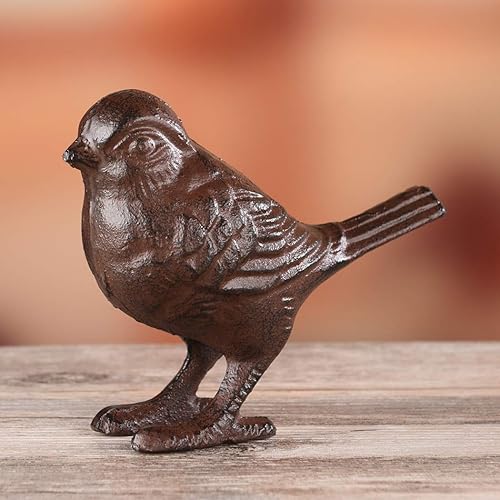 Miniatura 5 de BRASSTAR Estatua de pájaro de hierro fundido rústico granja jardín decoración de escritorio tope de puerta figuras coleccionables regalo retro óxido