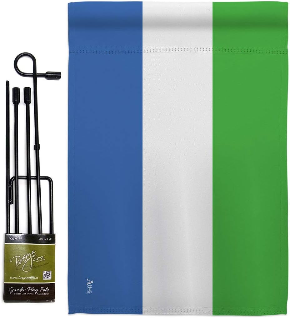 Sierra Leone Garden Flag Set Wall Holder Regional Nationality Nation International World Country Particular Area Small Decorative Gift Yard House Banner Made In USA 13 X 18.5