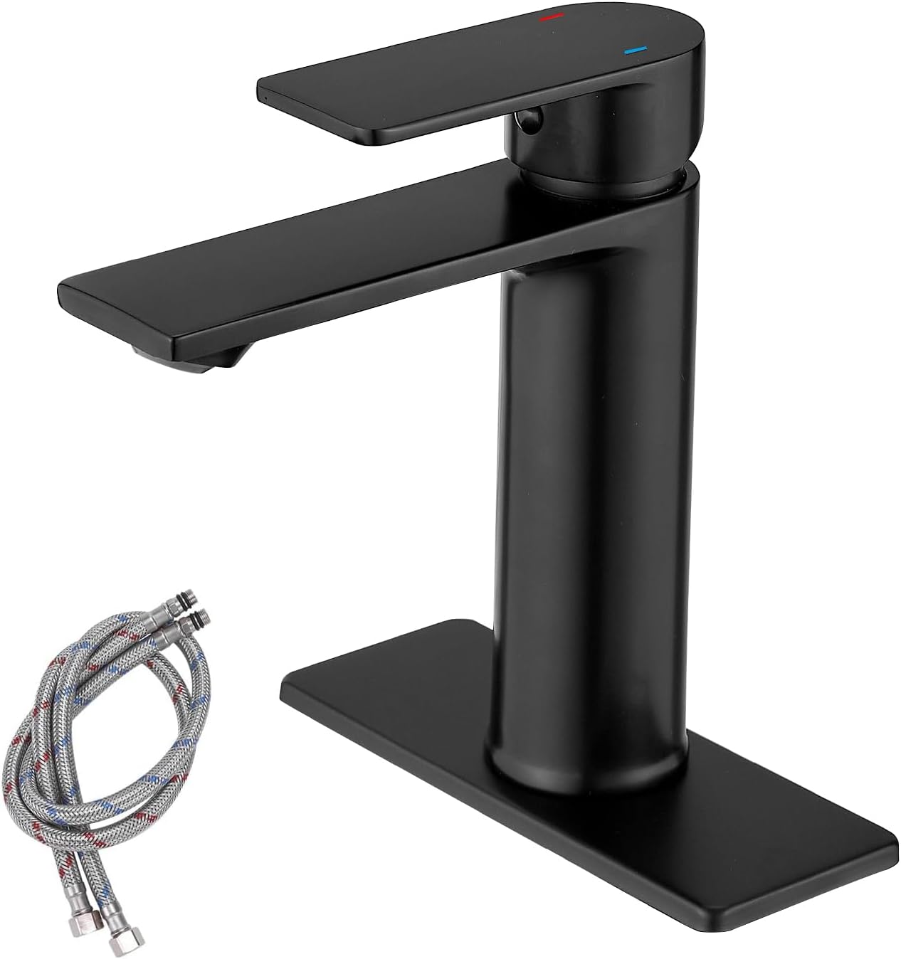 OWOFAN Black Bathroom Sink Vanity Faucet Single Handle Matte Black Modern RV Faucet Deck Mount 1 Hole or 3 Holes 855985R Faucet 15 Black