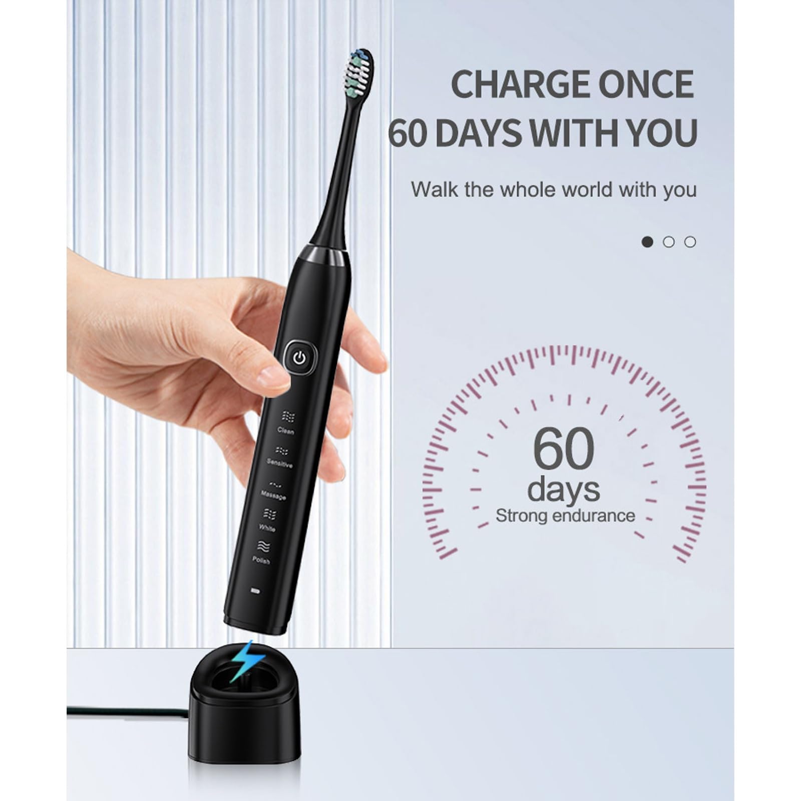 Cepillo De Dientes Eléctrico Osmo Maxclean 2.0 for Adultos Con 8 Cabezales, 5 Modos Limpieza, 42 000 Ciclos/Min, Resistencia Al Agua Ipx7, Temporizador 2 Minutos Y Recordatorio 30 Segundos(BLUE)
