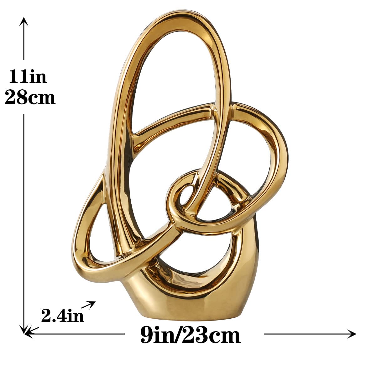 Statua in ceramica con decorazioni moderne in oro - Figurina astratta di accento domestico per soggiorno, camera da letto, ufficio, mensola, mensola del camino - Decorazione di nozze