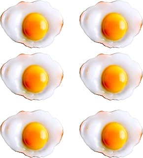 Framendino, 6 Pack Artificial Fried Egg Realistic Props Model for Home Decorations