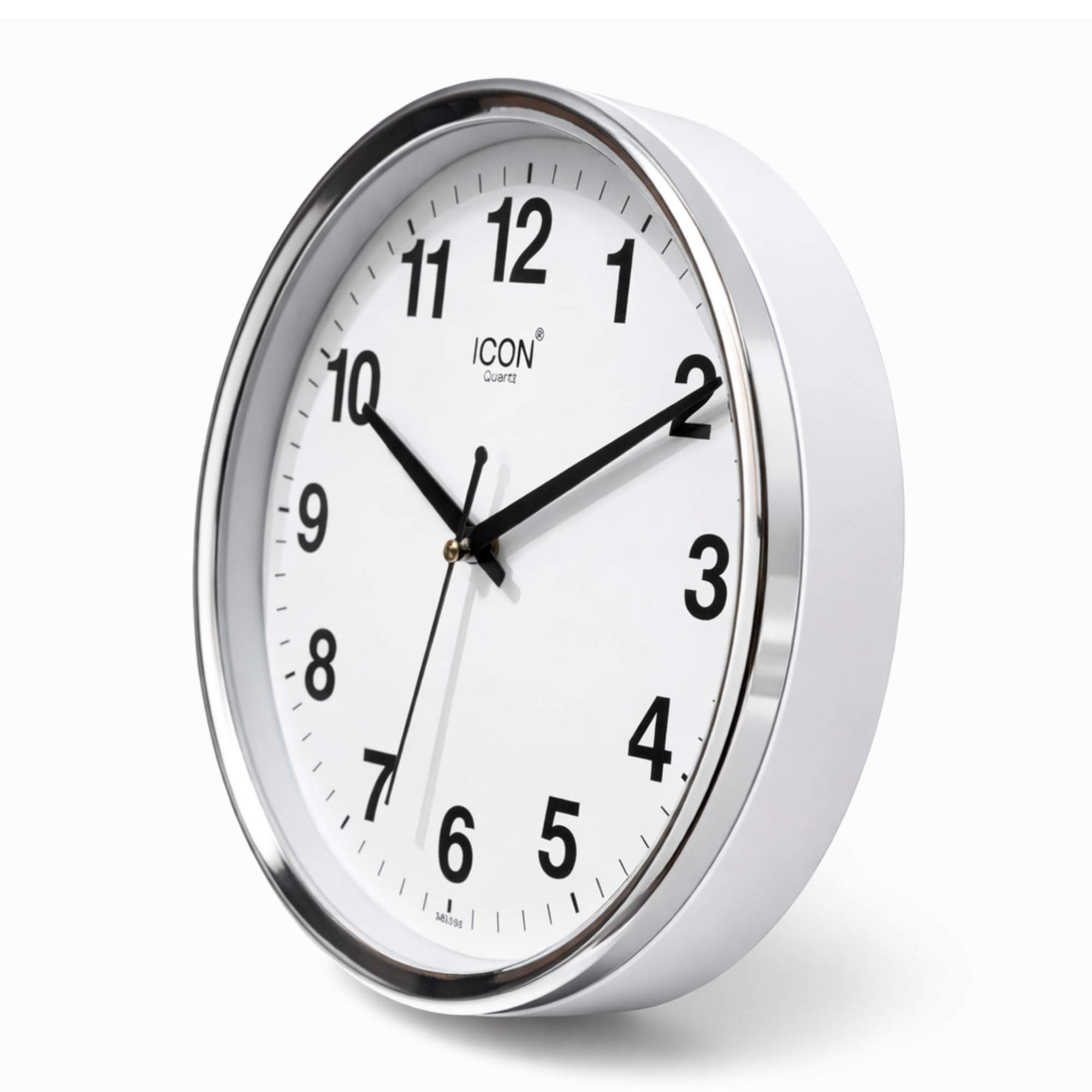 ICON Quartz Wall Clock – Silver Border, White Dial | Silent Non-Ticking | Big Numbers | Modern Wall Clock for Home, Office & Bedroom(30cm x 30cm x 3.5 cm)-image-4