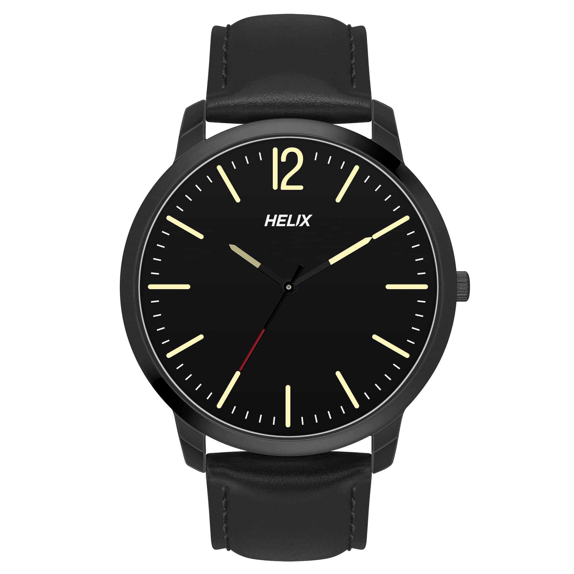 Helix by Timex Black Round Analog Watches for Men | Quartz Movement Leather Strap Men Watches | Upto 30 m Water Resistance with Buckle Closure | Gift for Men TW039HG10 (B0BQY7BXJP) Amazon Price History, Amazon Price Tracker