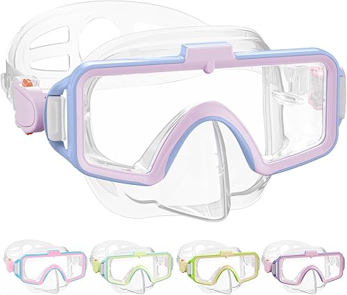 Gafas de natación para niños con cubierta para la nariz, gafas de natación antivaho de dos colores para 6-14, máscara de buceo de esnórquel para