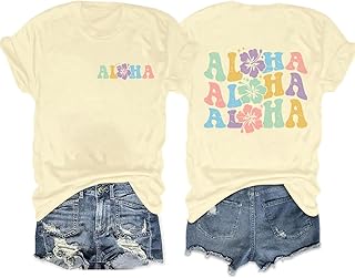 Hawaiian Shirts Women Hawaii Graphic Tees Summer Vacation Hawaiian Tshirt Vintage Hawaii Tropical Tops Outfits