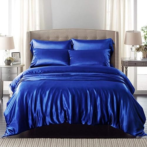 Miniatura 3 de Opulence Bedding Juego de sábanas 100% satén de seda pura de 7 piezas con juego de edredón  Juego de sábanas de seda sábana encimera de seda, funda