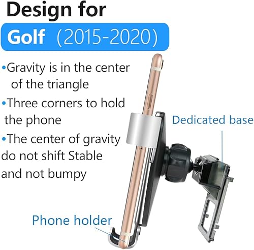 Miniatura 6 de LUNQIN - Soporte para teléfono de coche para Volkswagen Golf GTI 2015-2021 y VW Golf R 2015-2021 MK7 MK7.5 Hatchback Auto Interior Accesorios Mejor