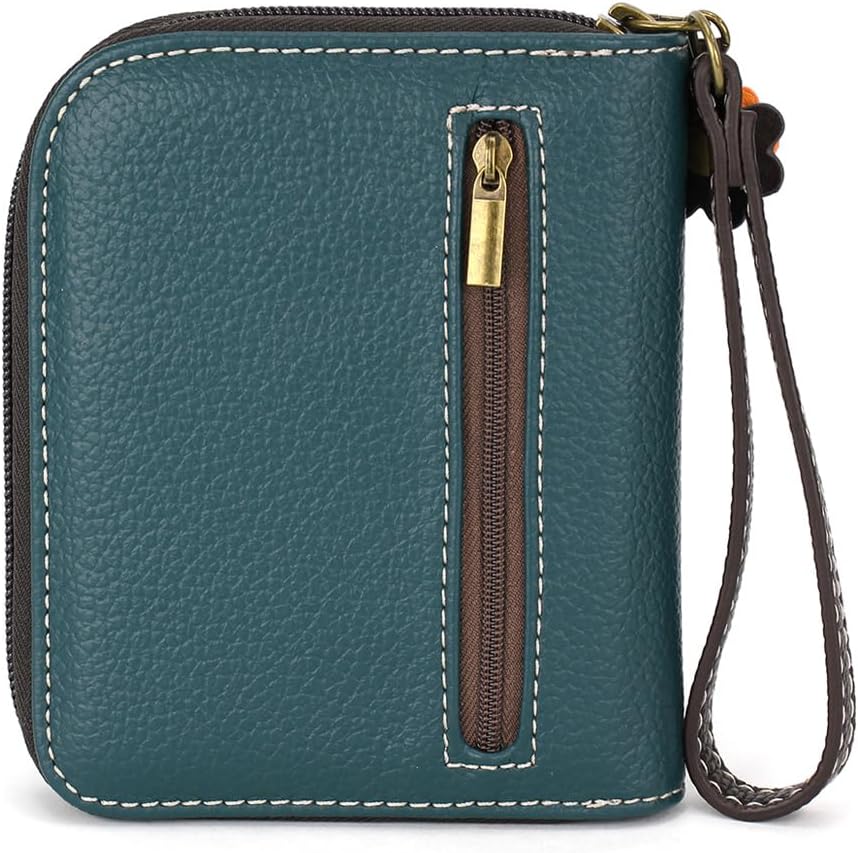 CHALA Zip Around Wallet, Wristlet, 8 Credit Card Slots, Sturdy Pu Leather - Blue Butterfly - blue stripe image 3