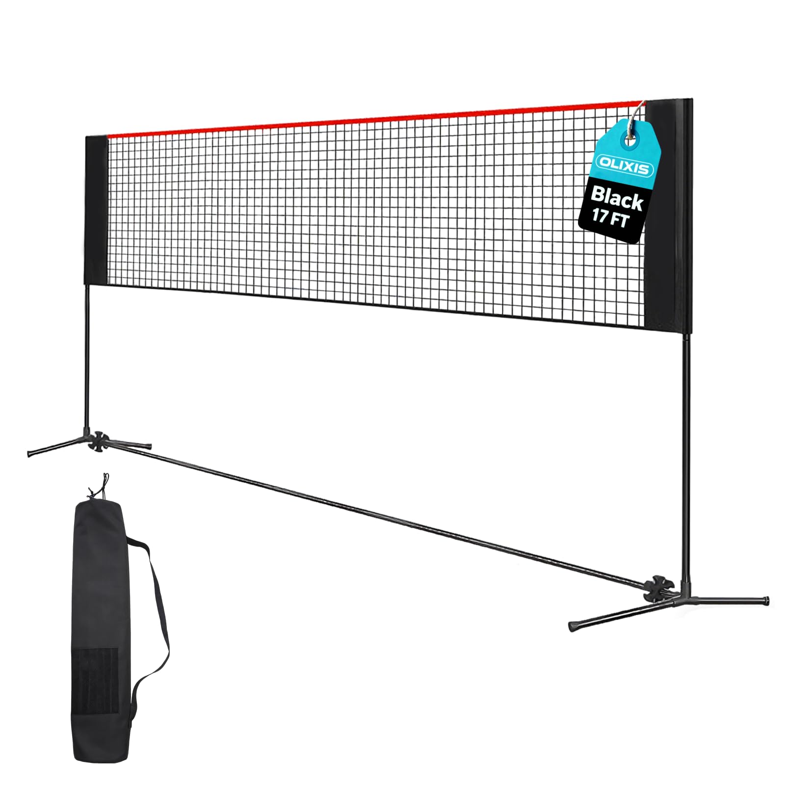 Photo 1 of  Portable Badminton Net, Height Adjustable Volleyball Net, Badminton Net with Carry Bag, Volleyball Net for Pool, BackyardGame Indoor Outdoor Use, 17FT Wide, Red