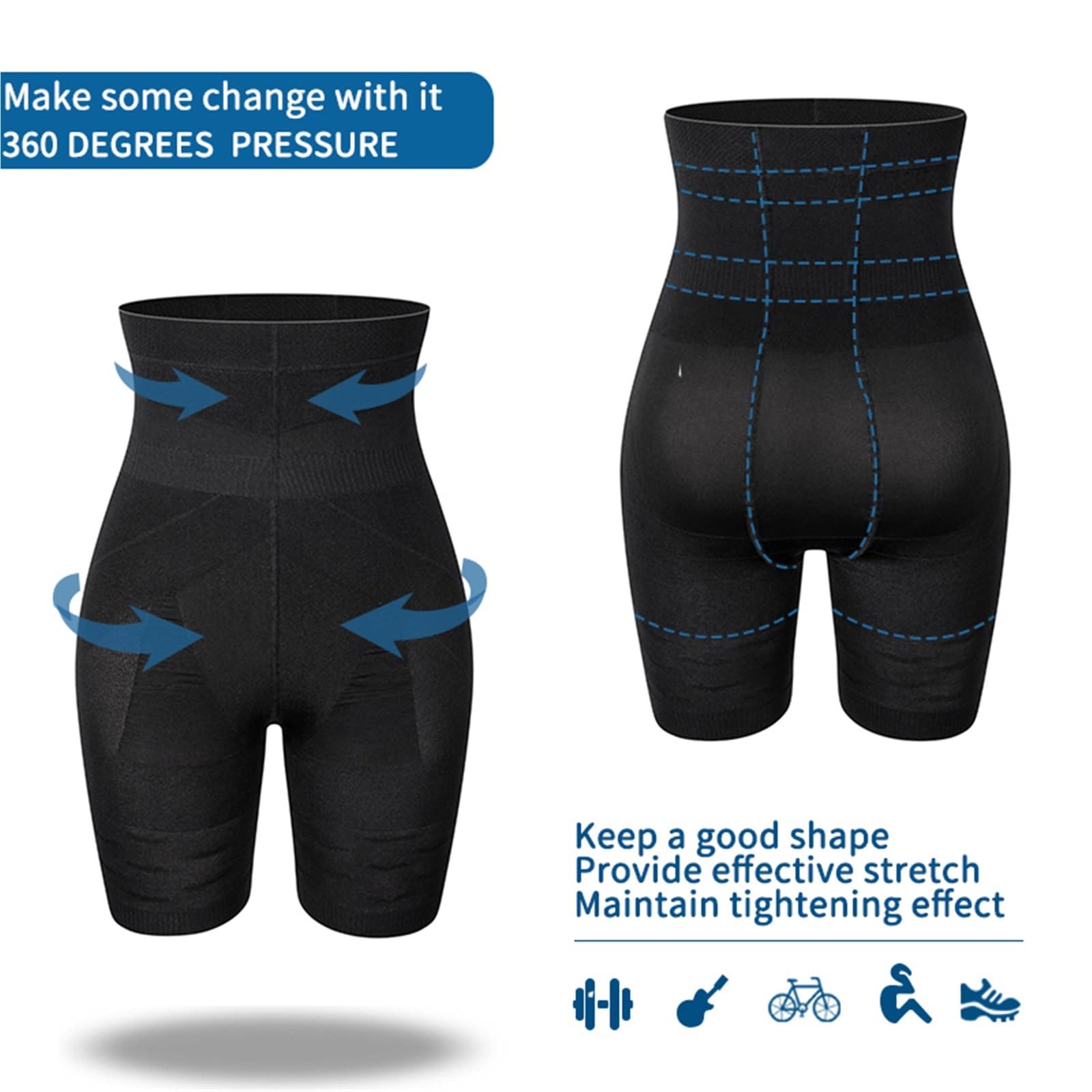 Pantalones Cortos con Control de Barriga for Hombre, Ropa Moldeadora Adelgazante Cintura Alta, Moldeador Cuerpo Plano, Interior Pierna, Calzoncillos compresión, 2 uds