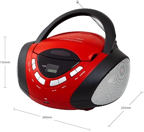 Miniatura 3 de HANNLOMAX Boombox de CDMP3 HX-320CD, radio AMFM, puerto USB para reproducción de MP3, entrada auxiliar, pantalla LCD, fuente de alimentación dual